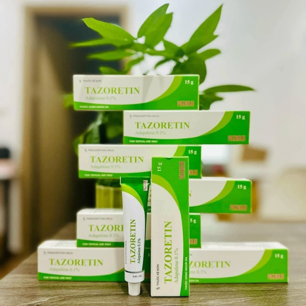 Kem giảm mụn trứng cá Tazoretin Adapalene 0.1% 15/30g giảm tình trạng mụn, hỗ trợ làm sạch lỗ chân lông