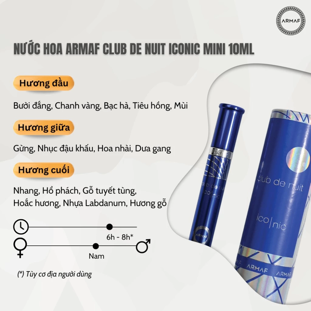 Nước hoa Club De Nuit ARMAF minisize 10ml đậm chất quyến rũ, cá tính, sang trọng
