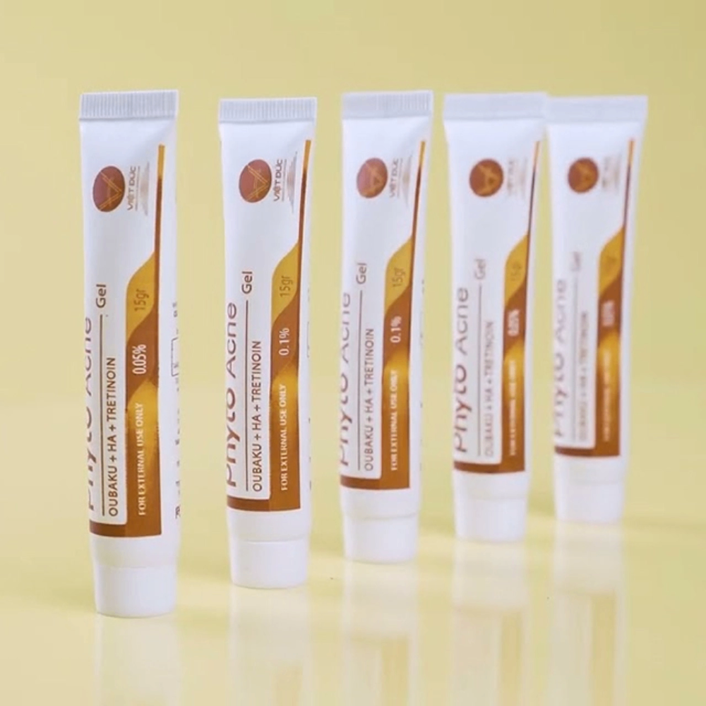 Gel trị mụn, giảm thâm Phyto Acne ( Oubaku + HA + Tretinoin ) 7.5g hỗ trợ mờ thâm, tái tạo làn da sáng khỏe