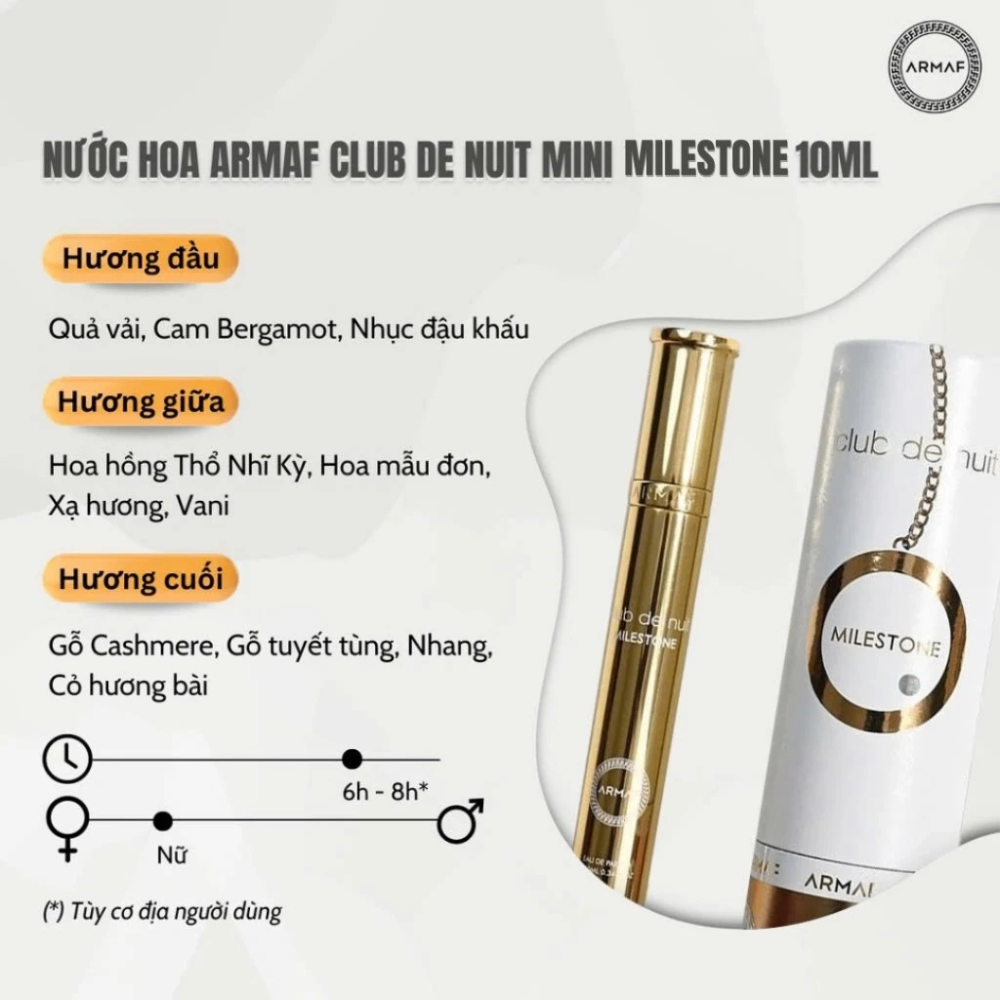 Nước hoa Club De Nuit ARMAF minisize 10ml đậm chất quyến rũ, cá tính, sang trọng
