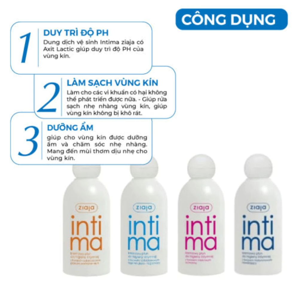 Dung dịch vệ sinh phụ nữ Intima 200/500ml làm sạch, kháng khuẩn, duy trì pH sinh lý tự nhiên