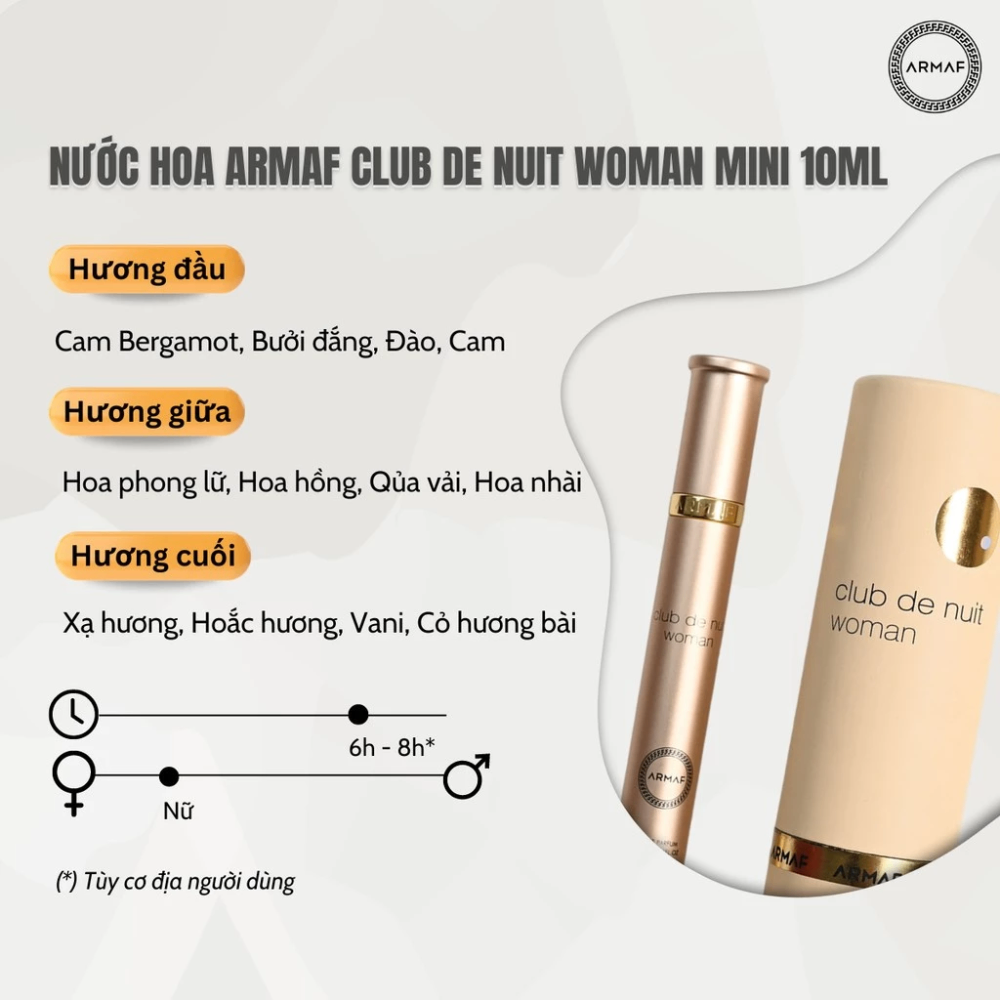 Nước hoa Club De Nuit ARMAF minisize 10ml đậm chất quyến rũ, cá tính, sang trọng