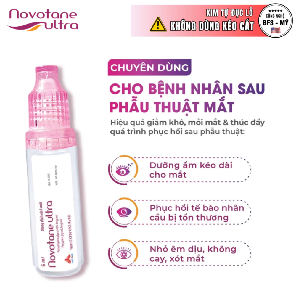 Dung dịch nhỏ mắt Novotane Ultra 5ml giảm khô, dưỡng mắt sáng khỏe