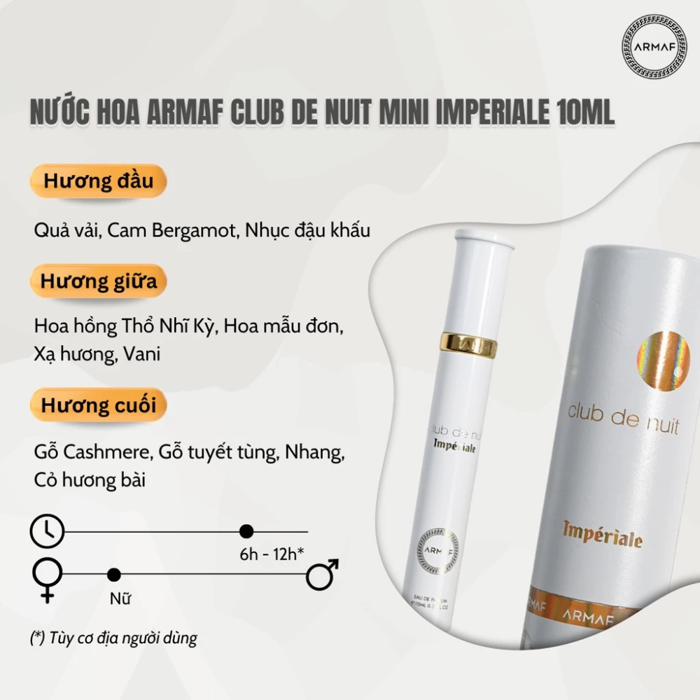 Nước hoa Club De Nuit ARMAF minisize 10ml đậm chất quyến rũ, cá tính, sang trọng