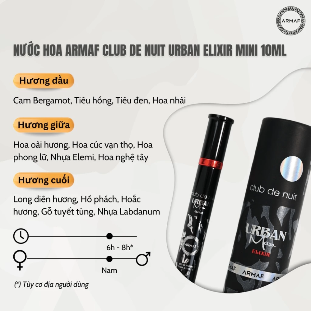 Nước hoa Club De Nuit ARMAF minisize 10ml đậm chất quyến rũ, cá tính, sang trọng