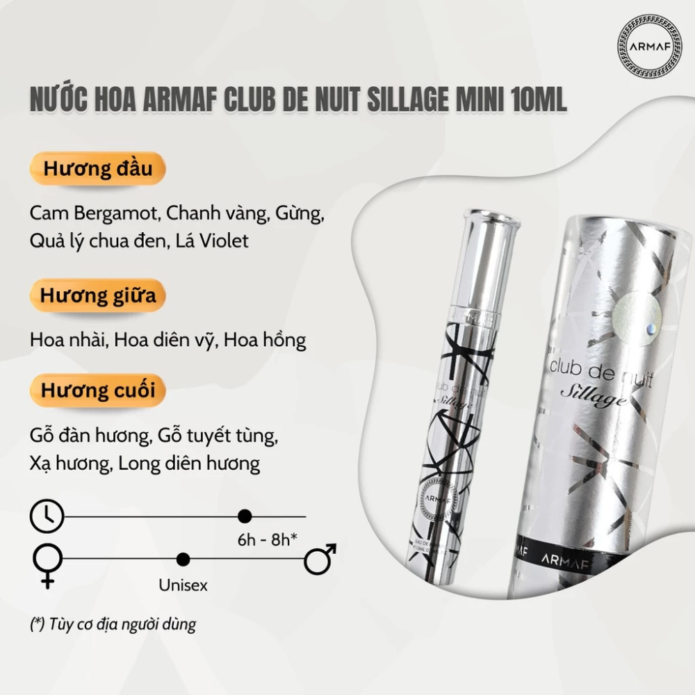 Nước hoa Club De Nuit ARMAF minisize 10ml đậm chất quyến rũ, cá tính, sang trọng