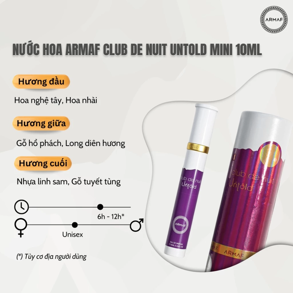 Nước hoa Club De Nuit ARMAF minisize 10ml đậm chất quyến rũ, cá tính, sang trọng