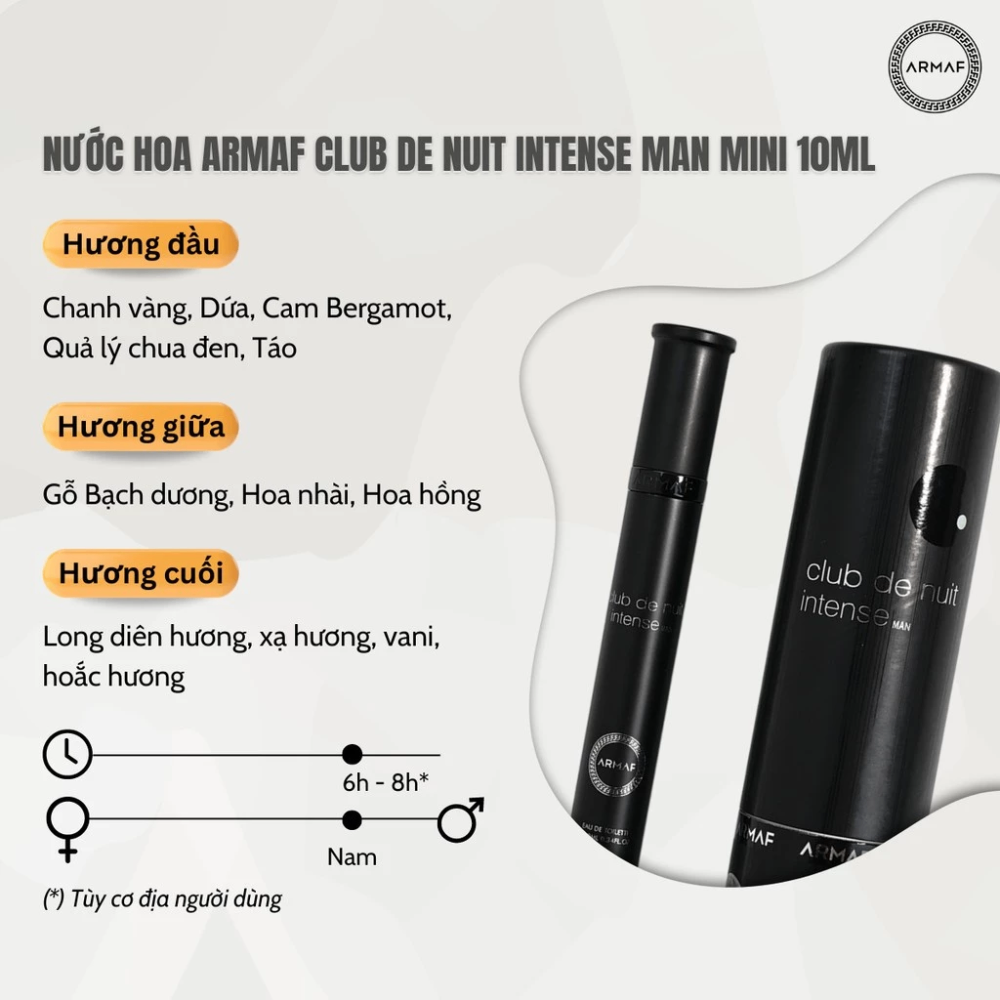 Nước hoa Club De Nuit ARMAF minisize 10ml đậm chất quyến rũ, cá tính, sang trọng