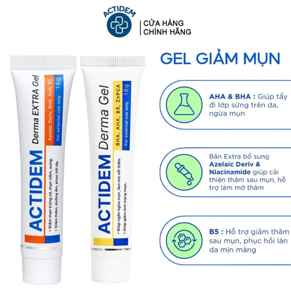 Gel giảm mụn Actidem Derma Extra Gel 18g giúp làm giảm mụn nhanh chóng