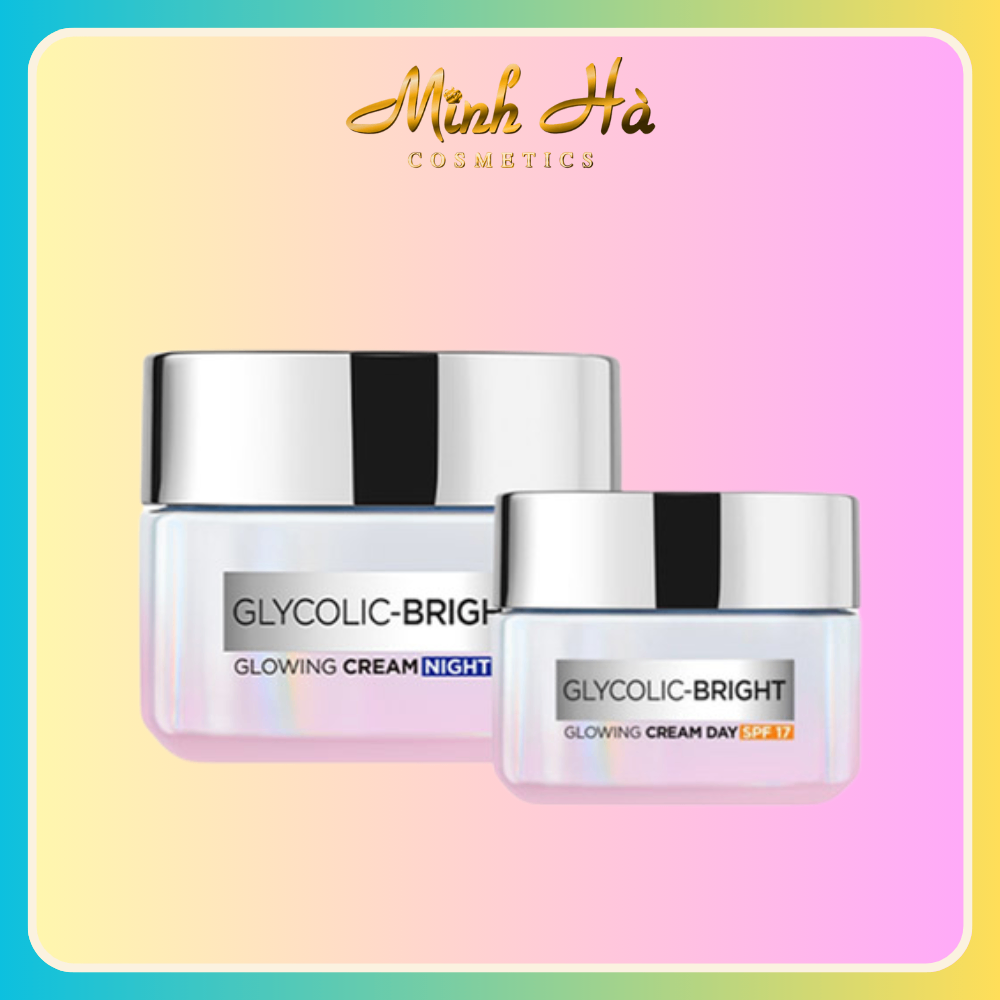Bộ Kem Dưỡng Loreal Paris Glycolic-Bright Glowing Cream (Ban đêm 50ml + Ban ngày 15ml)