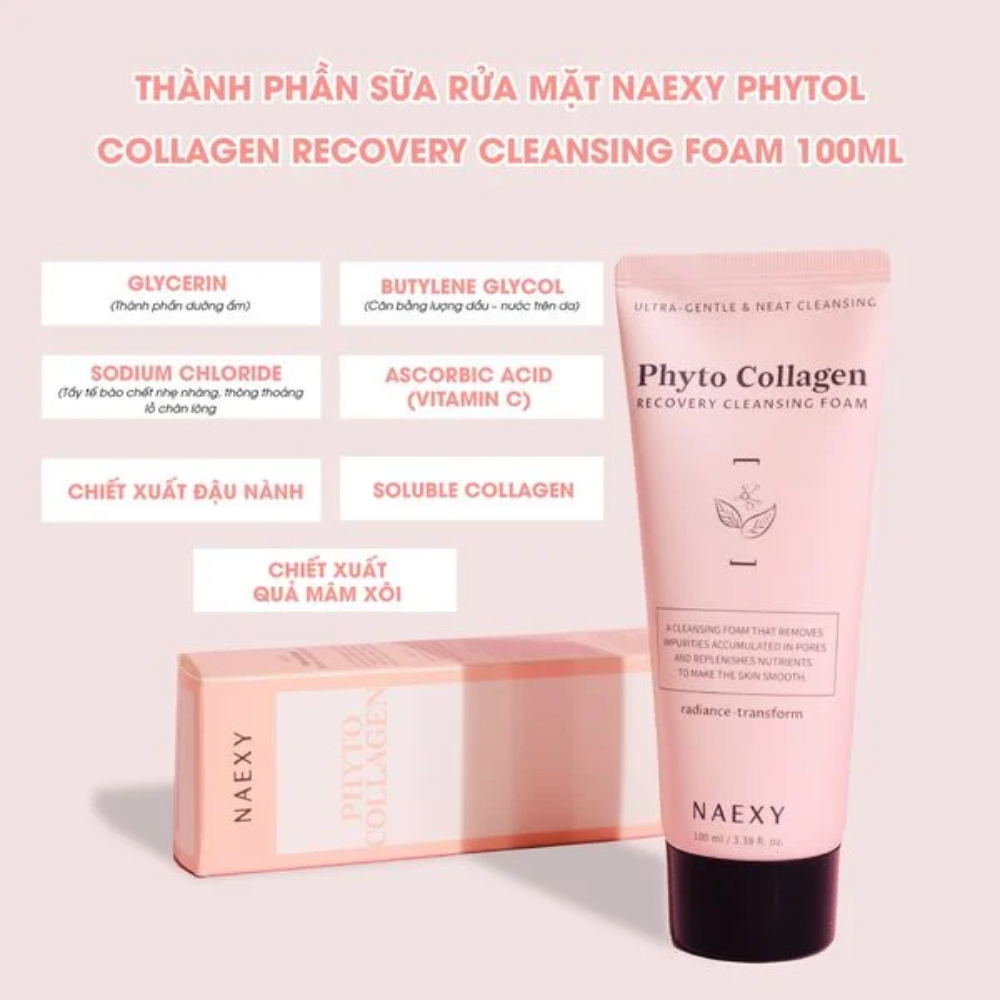 Sữa rửa mặt Naexy Recovery Cleansing Foam 100ml phục hồi & làm sạch da