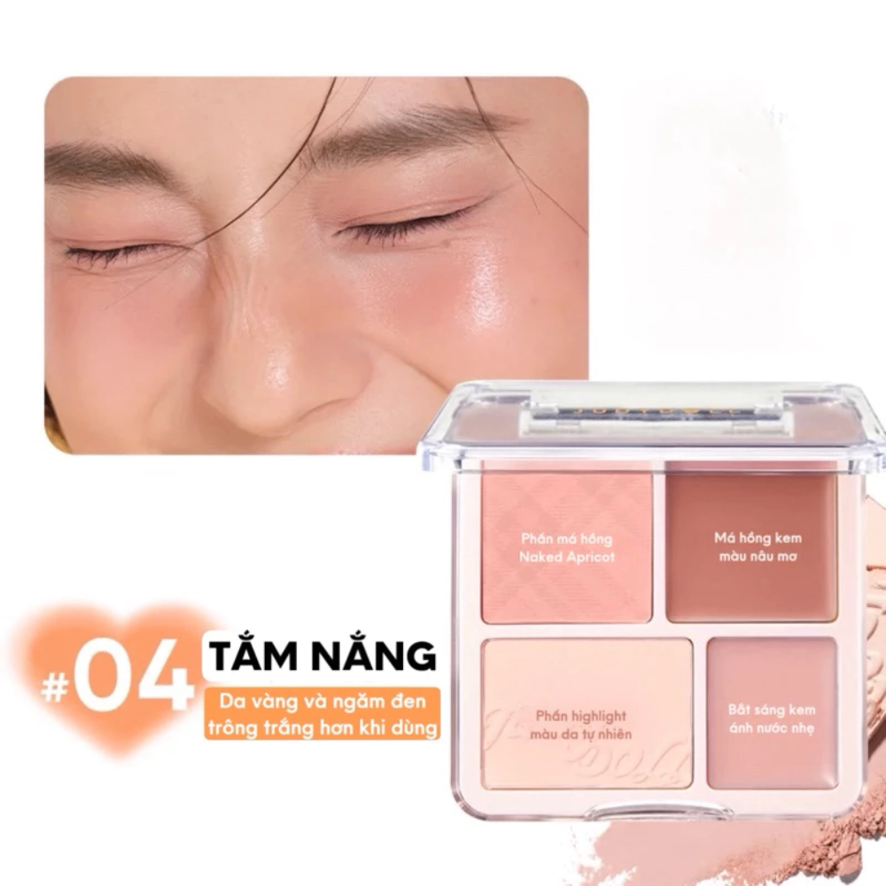 Phấn má hồng và highlight Judydoll Blush & Highlight Palette 9g chất phấn mịn lên màu chuẩn
