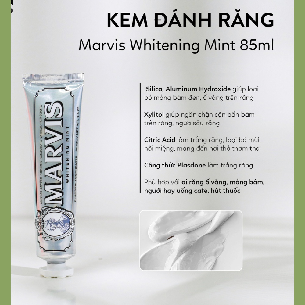 Kem đánh răng Marvis Ý 85ml loại bỏ mảng bám, sạch răng thơm miệng