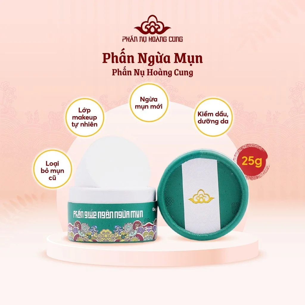 Phấn Nụ Hoàng Cung Ngăn Ngừa Mụn 25g kiềm dầu ngừa mụn