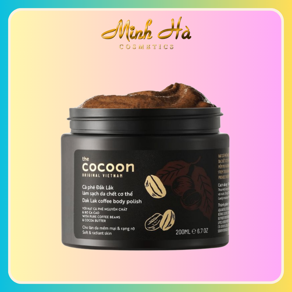 Tẩy da chết cà phê Đắk Lắk Cocoon 200ml làm sạch da chết đem lại làn da mịn màng