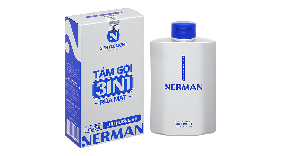 Sữa tắm gội Nerman Gentlement 3in1 350g hương nước hoa cao cấp