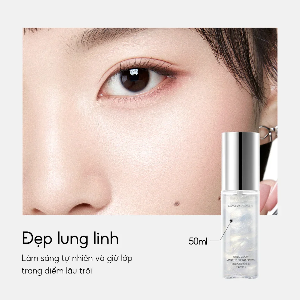 Xịt Khóa Nền Carslan Gold Glow Makeup Fixing Spray 50ml giữ ẩm căng bóng da