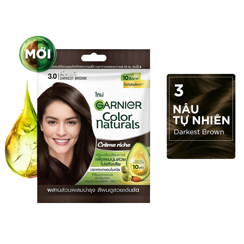 Kem Nhuộm Tóc Garnier Color Naturals Ultra Color chuẩn đều màu óng mượt