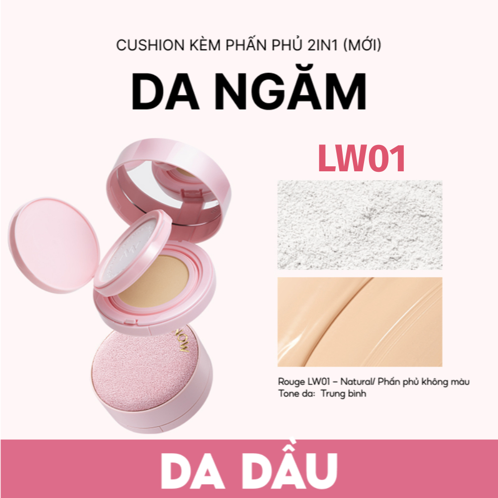 Phấn nước kèm phấn phủ Menow 2in1 siêu tiện lợi mỏng nhẹ tự nhiên