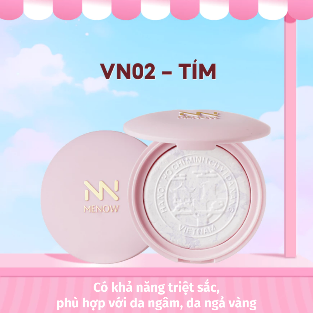 Phấn phủ dạng nén Menow Clear Radiant Presses Powder mỏng nhẹ hạn chế mốc nền