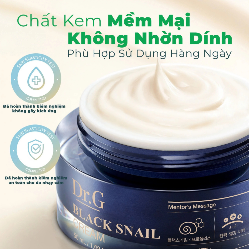 Kem Dưỡng DR.G Black Snail Cream giảm nếp nhăn tăng đàn độ đàn hồi cho da