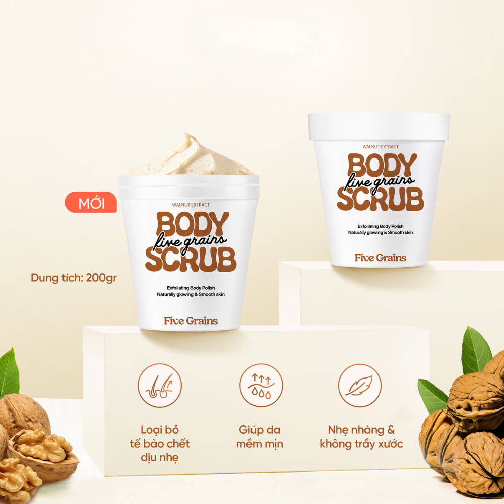 Tẩy da chết body Five Grains Body Scrub 200g giúp da mịn màng trắng sáng