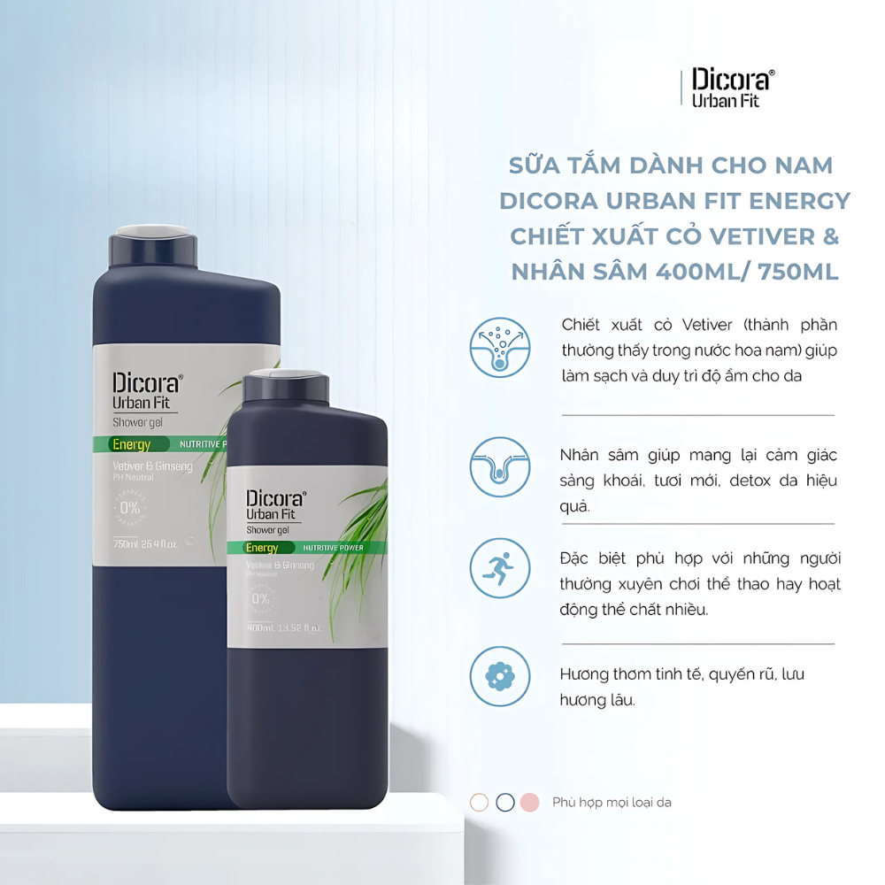 Sữa tắm Dicora Urban Fit 750ml làm sạch và giúp da căng mịn