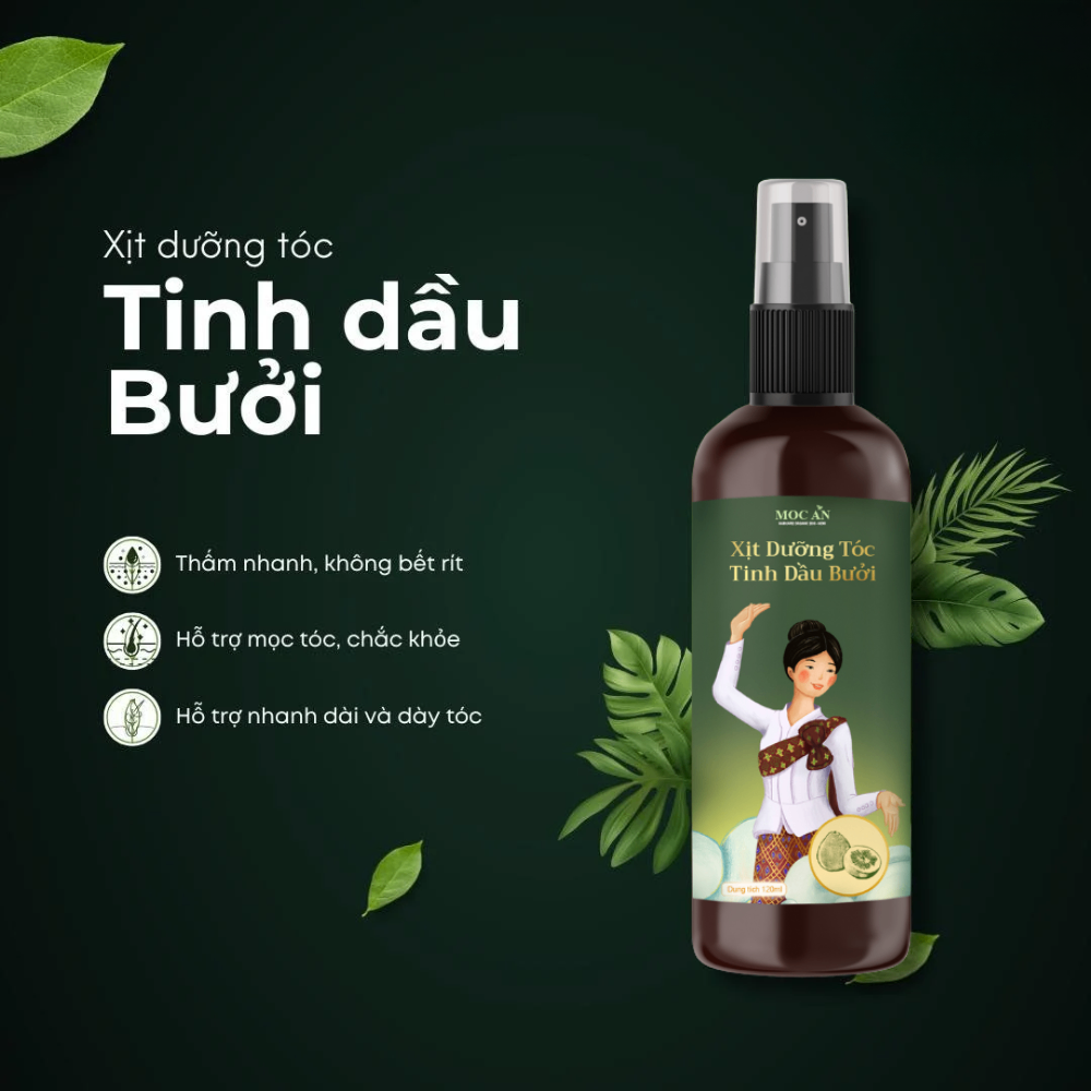 Xịt tóc Mộc Ân tinh dầu bưởi 120ml kích thích mọc tóc giảm gãy rụng