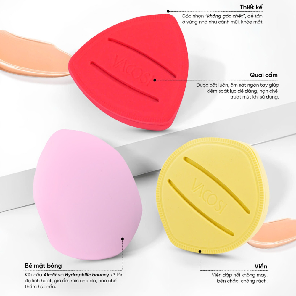 Mút tán nền Vacosi Air-Fit Makeup Sponge BP57 mềm mịn dễ tán
