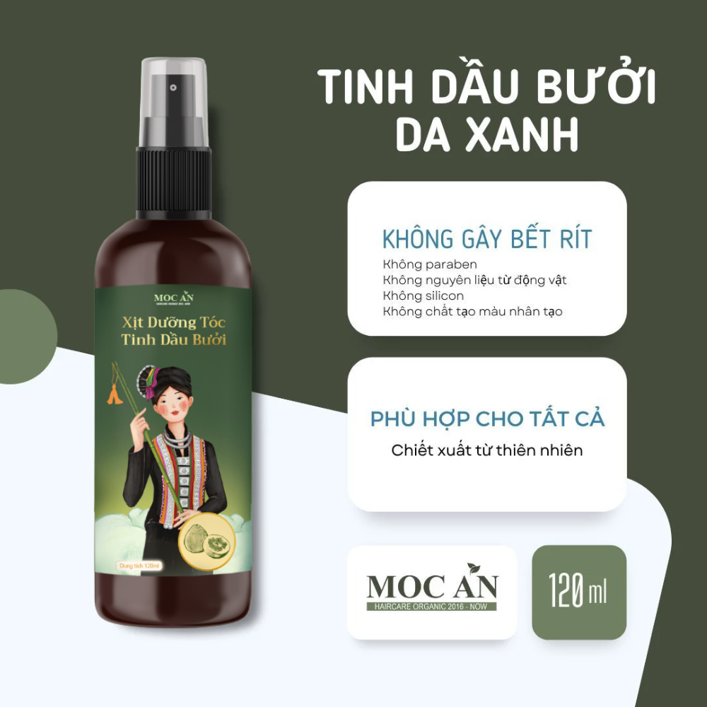Xịt tóc Mộc Ân tinh dầu bưởi 120ml kích thích mọc tóc giảm gãy rụng