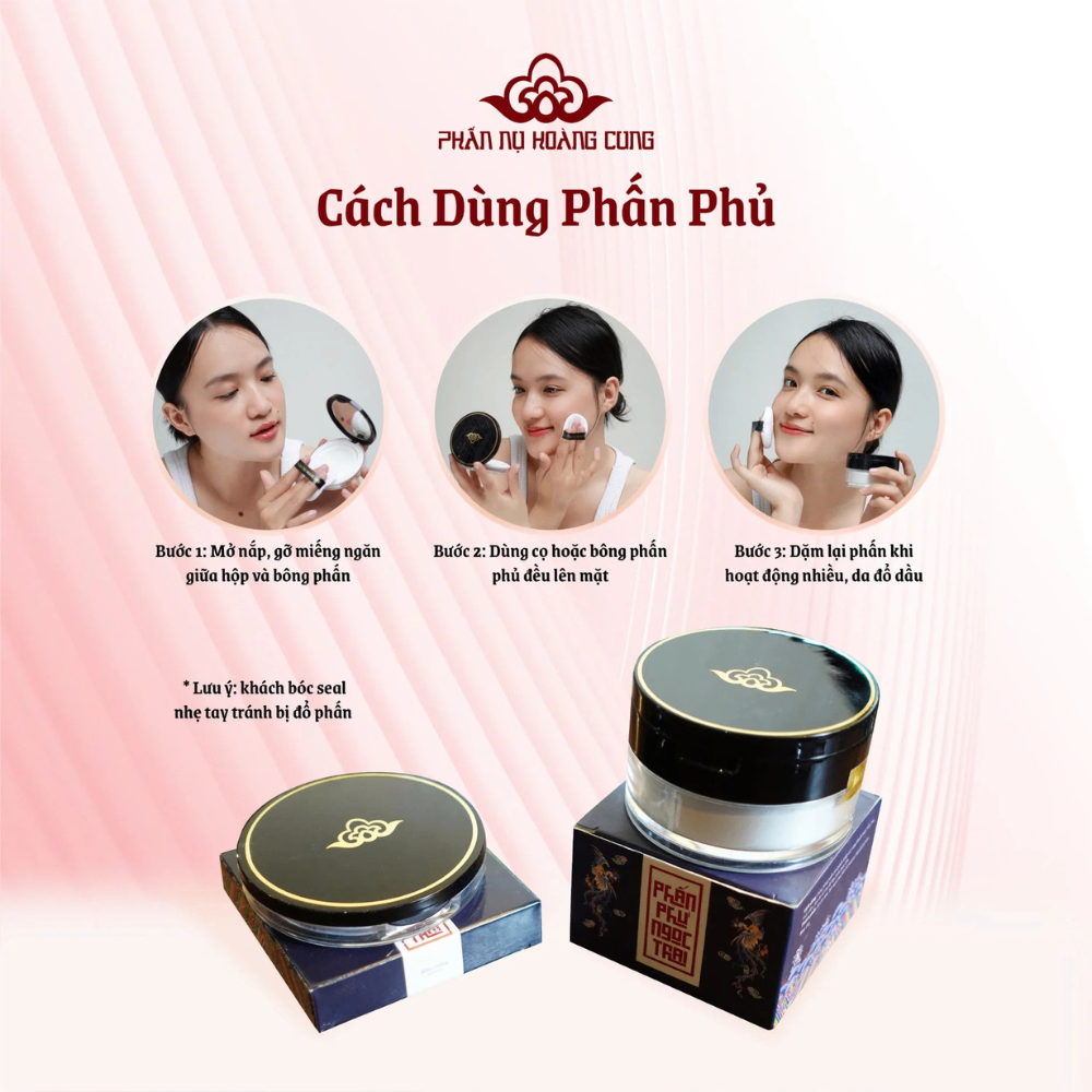 Phấn phủ Ngọc Trai Phấn Nụ Hoàng Cung 5g mỏng nhẹ giúp cố định lớp nền hoàn hảo