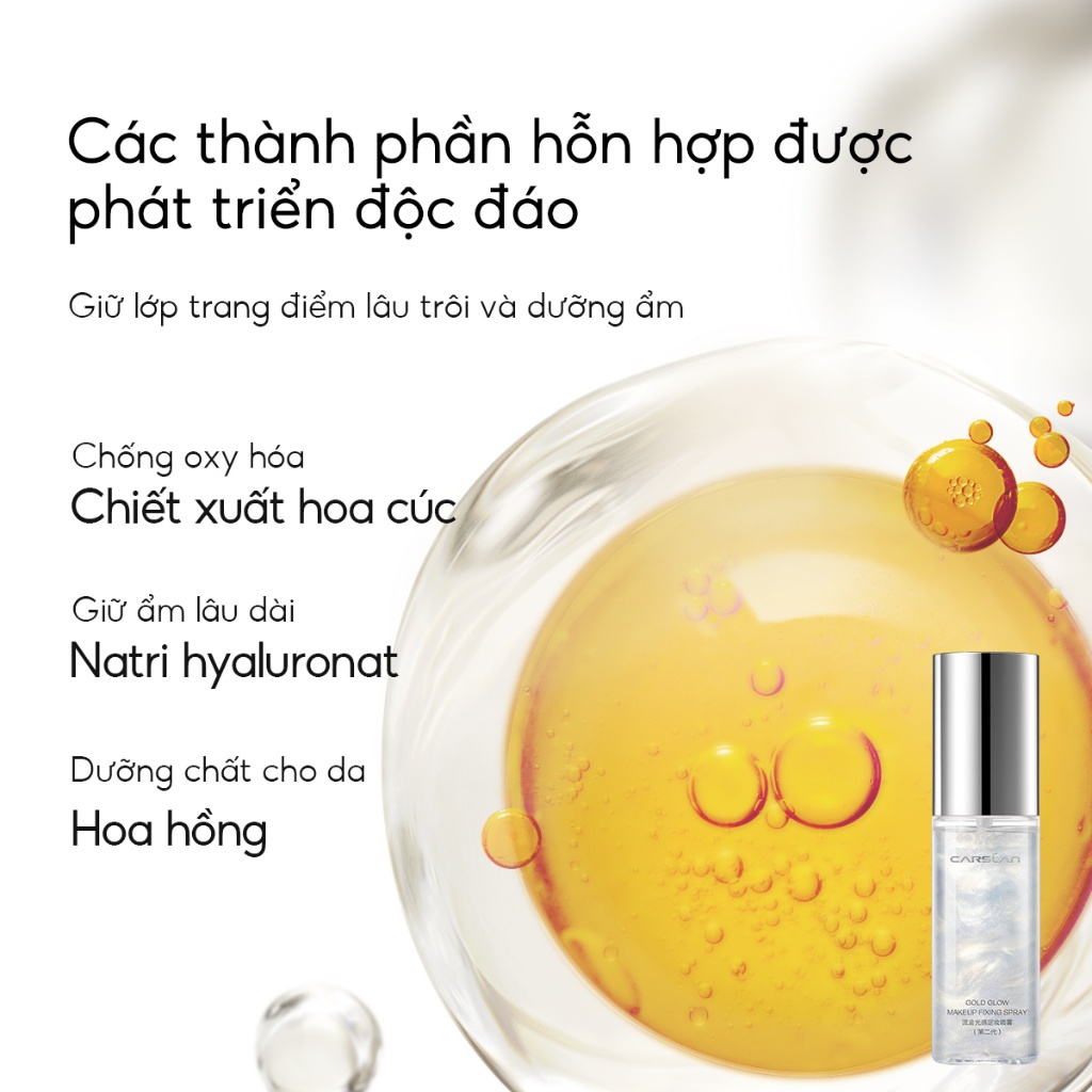 Xịt Khóa Nền Carslan Gold Glow Makeup Fixing Spray 50ml giữ ẩm căng bóng da