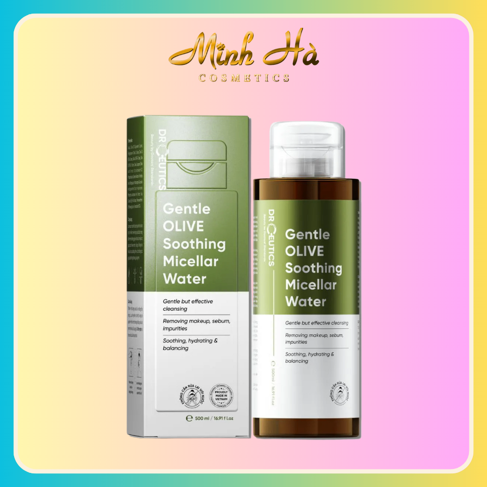 Nước tẩy trang Dr Ceutics Gentle Olive Soothing Micellar Water 500ml Lành Tính Dịu Nhẹ Làm Sạch Sâu Dành Cho Mọi Loại Da
