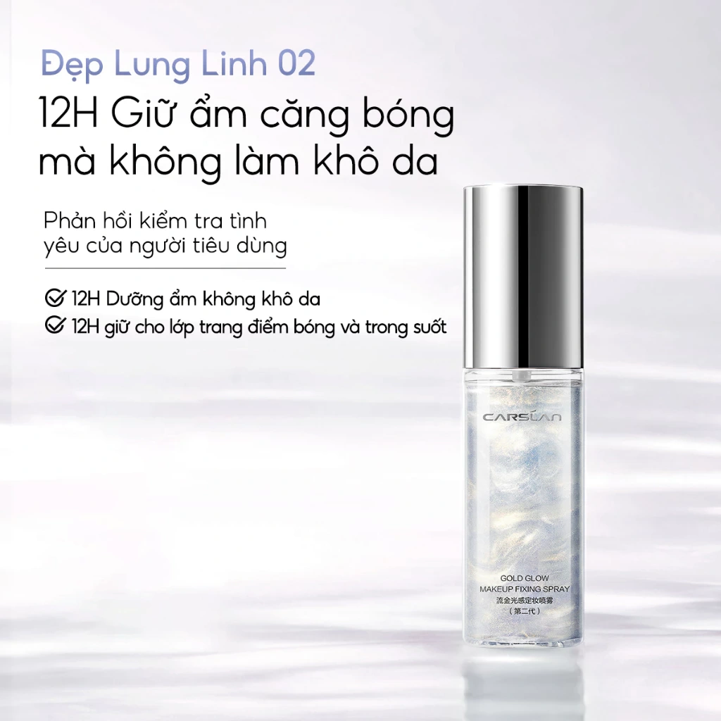 Xịt Khóa Nền Carslan Gold Glow Makeup Fixing Spray 50ml giữ ẩm căng bóng da