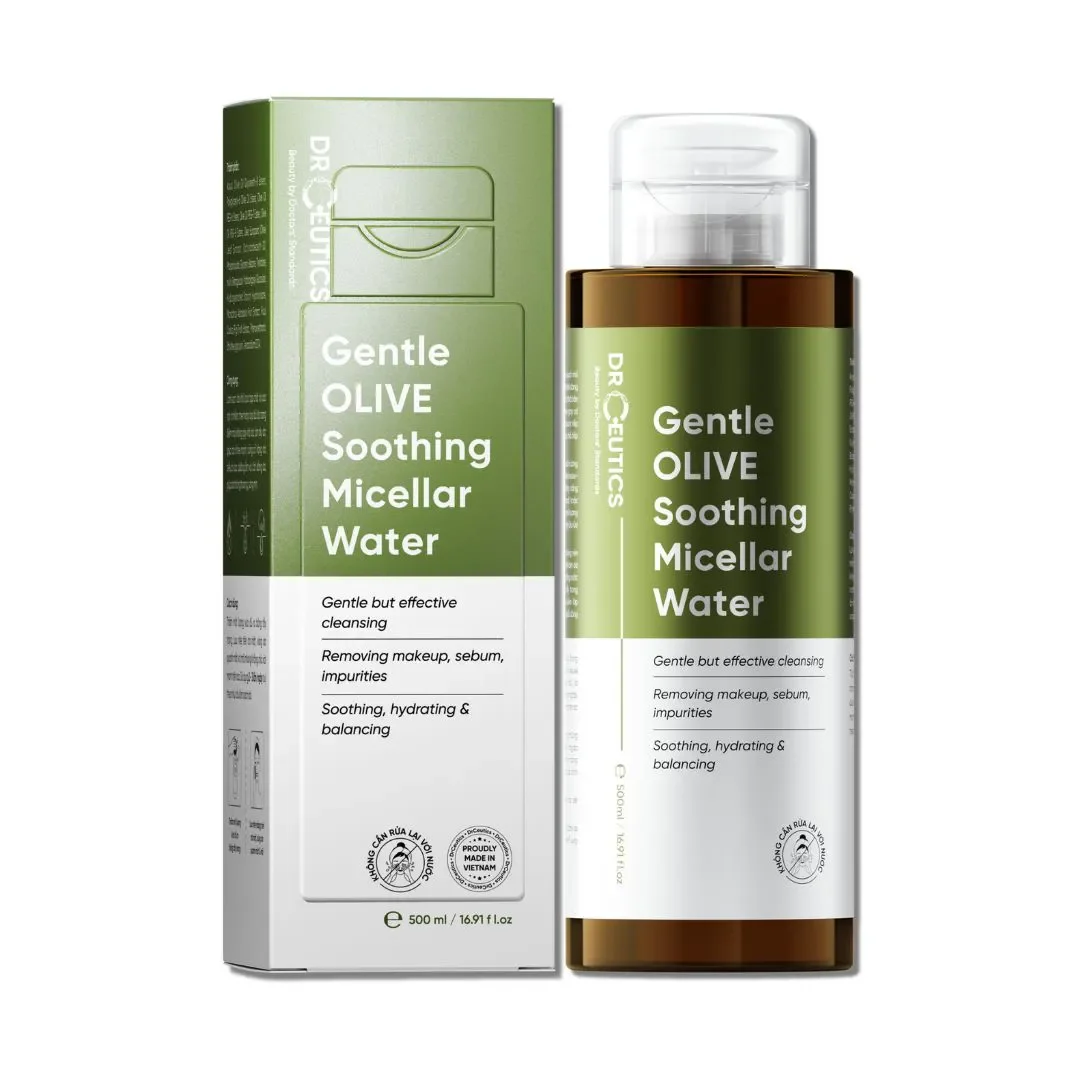 Nước tẩy trang Dr Ceutics Gentle Olive Soothing Micellar Water 500ml Lành Tính Dịu Nhẹ Làm Sạch Sâu Dành Cho Mọi Loại Da