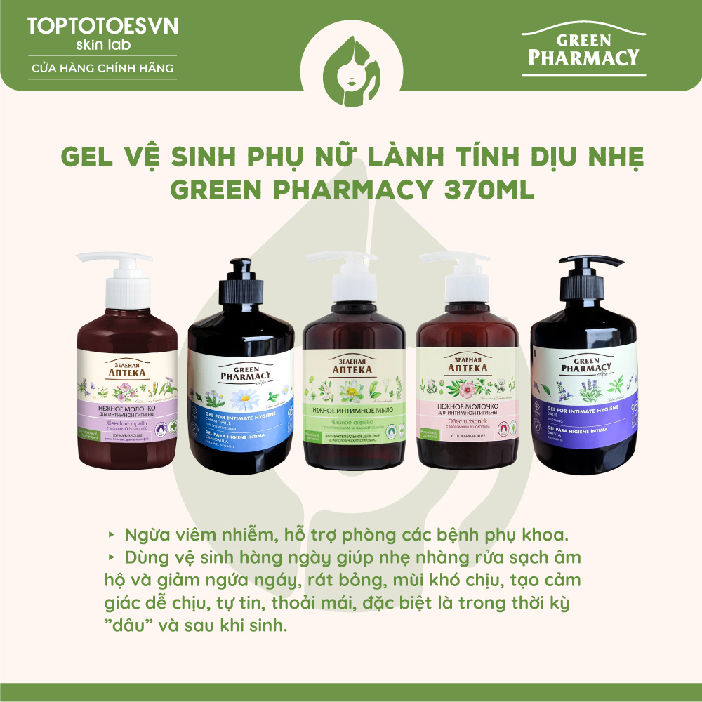 Dung dịch vệ sinh phụ nữ Zelenaya Apteka Nga lành tính dịu nhẹ