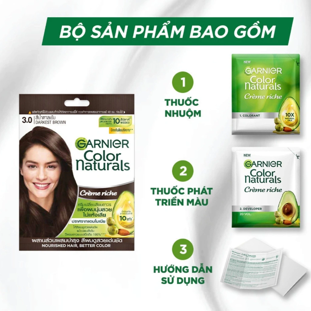 Kem Nhuộm Tóc Garnier Color Naturals Ultra Color chuẩn đều màu óng mượt