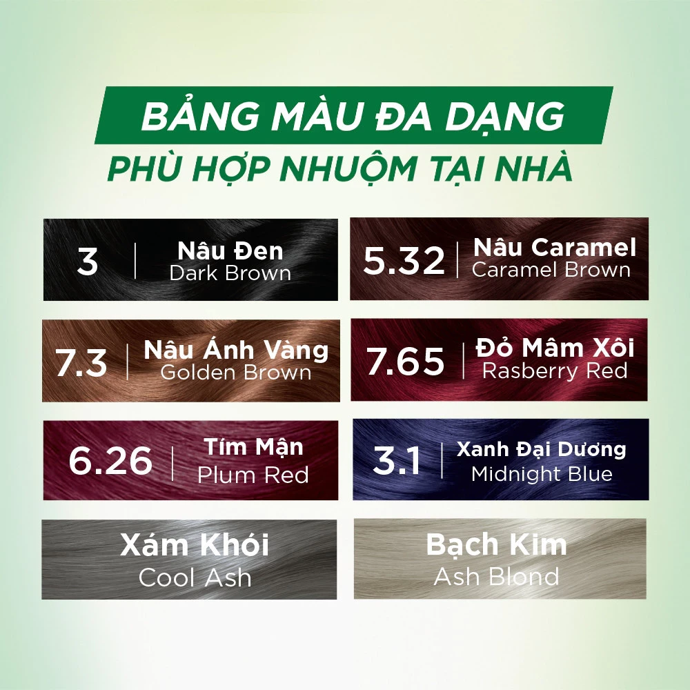 Kem Nhuộm Tóc Garnier Color Naturals Ultra Color chuẩn đều màu óng mượt