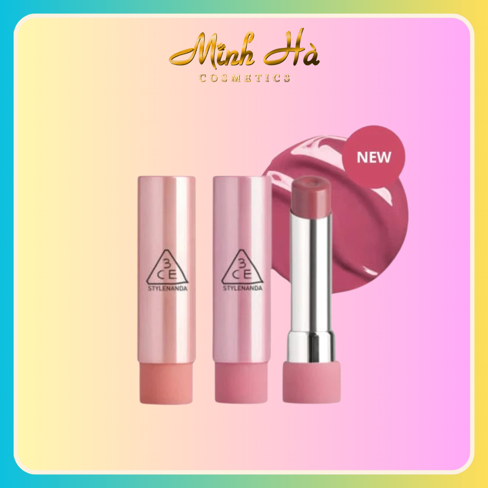 Son dưỡng có màu 3CE Glazy Lip Glow dưỡng ẩm tự nhiên cho môi căng mọng tươi tắn