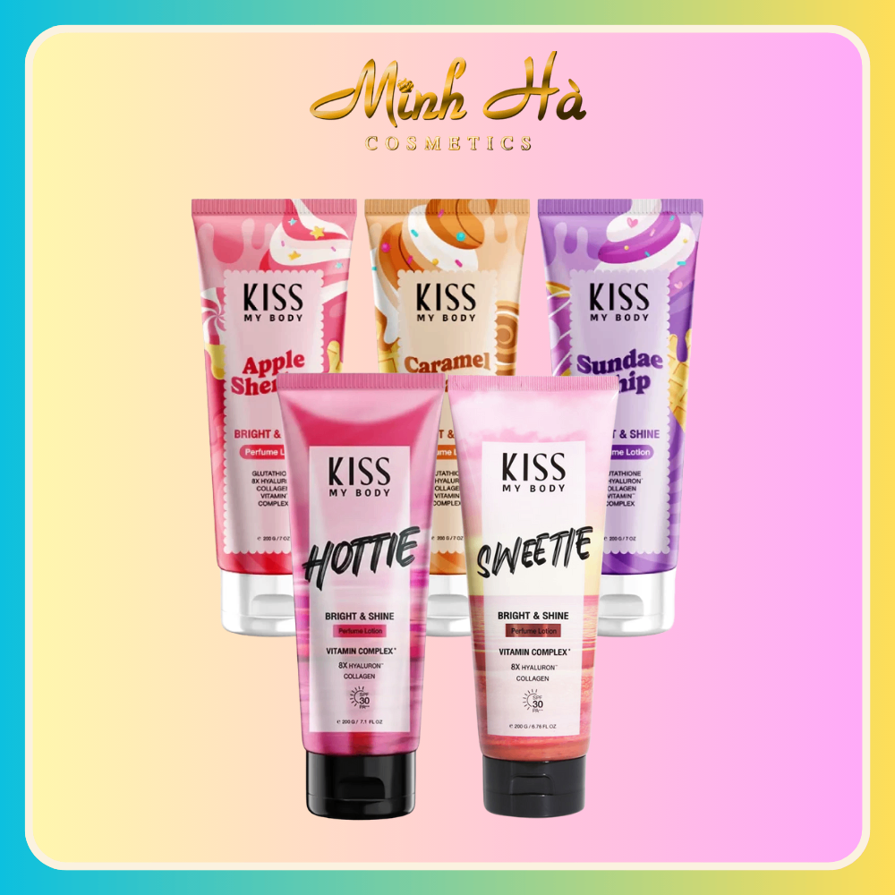 Dưỡng thể nước hoa Kiss My Body Bright & Shine Perfume Lotion 200g dưỡng ẩm sáng da lưu hương nhiều giờ
