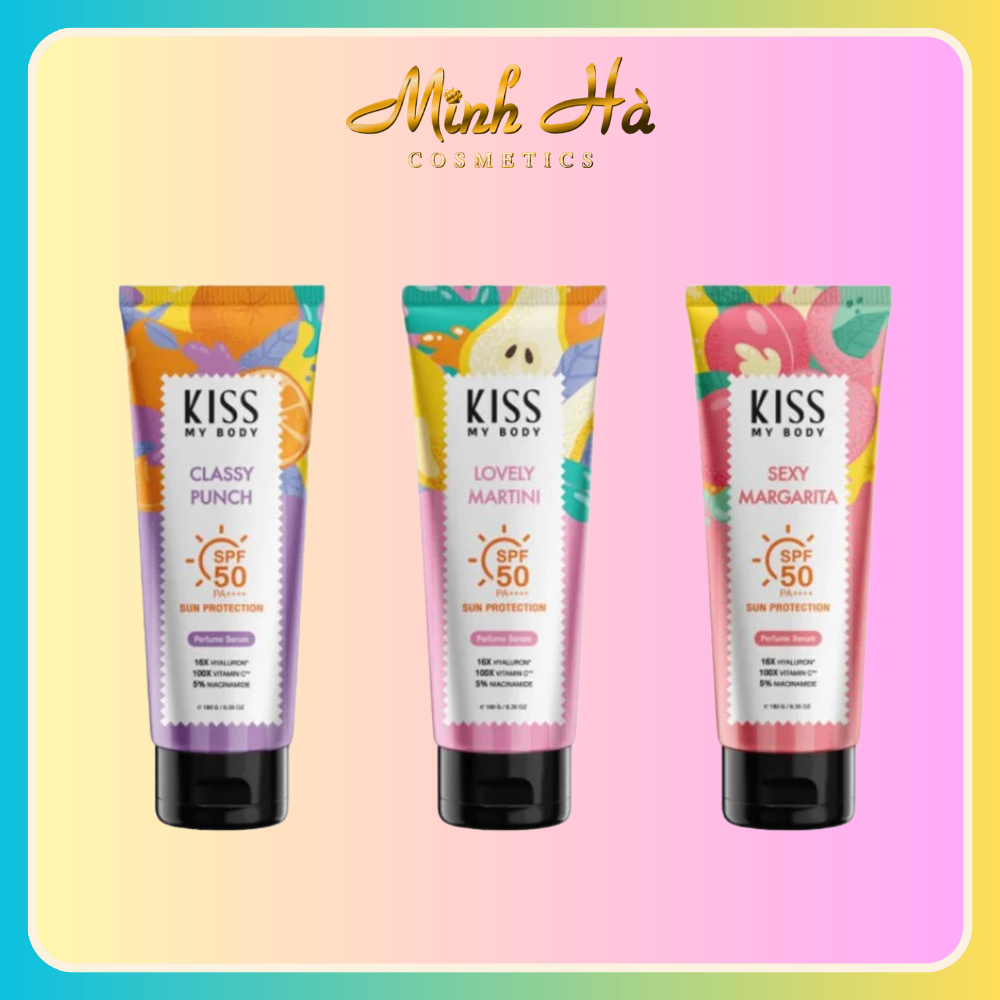 Serum dưỡng thể chống nắng Kiss My Body Sun Protection Perfume SPF50 PA++++ 180g hương nước hoa chống nắng bảo vệ da