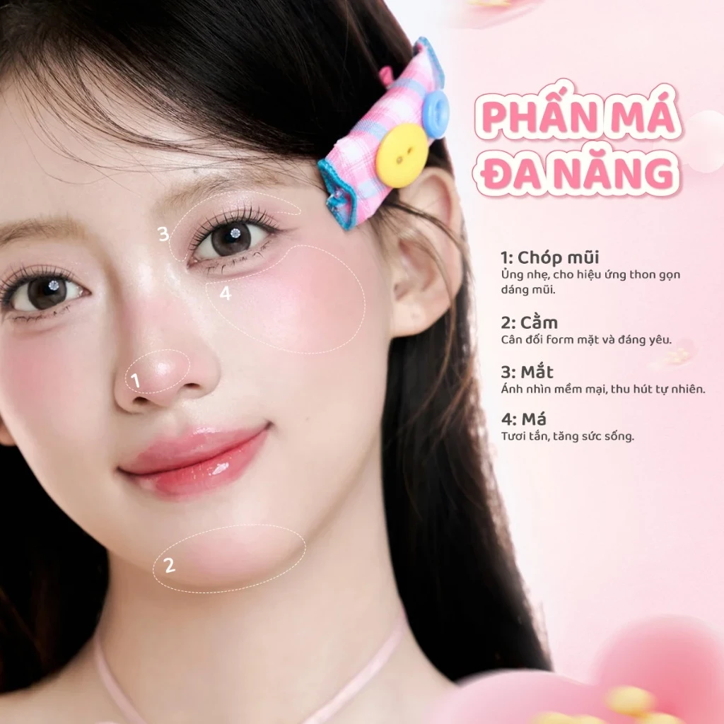 Phấn má hồng Vacosi VP14 Lolipop siêu mịn trang điểm tự nhiên