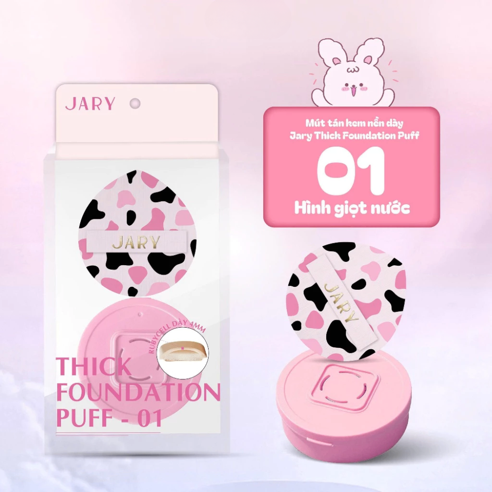 Mút tán nền Jary Thick Foundation Puff lớp nền đều màu tiệp da và mịn màng tự nhiên