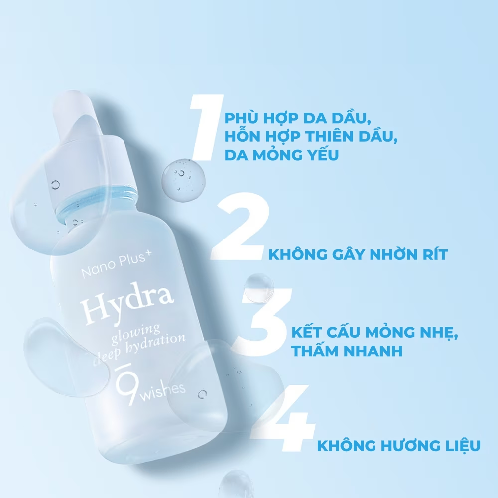 Tinh chất dưỡng ẩm 9 Wishes Hydra 30ml cấp ẩm sâu và làm dịu làn da thiếu nước