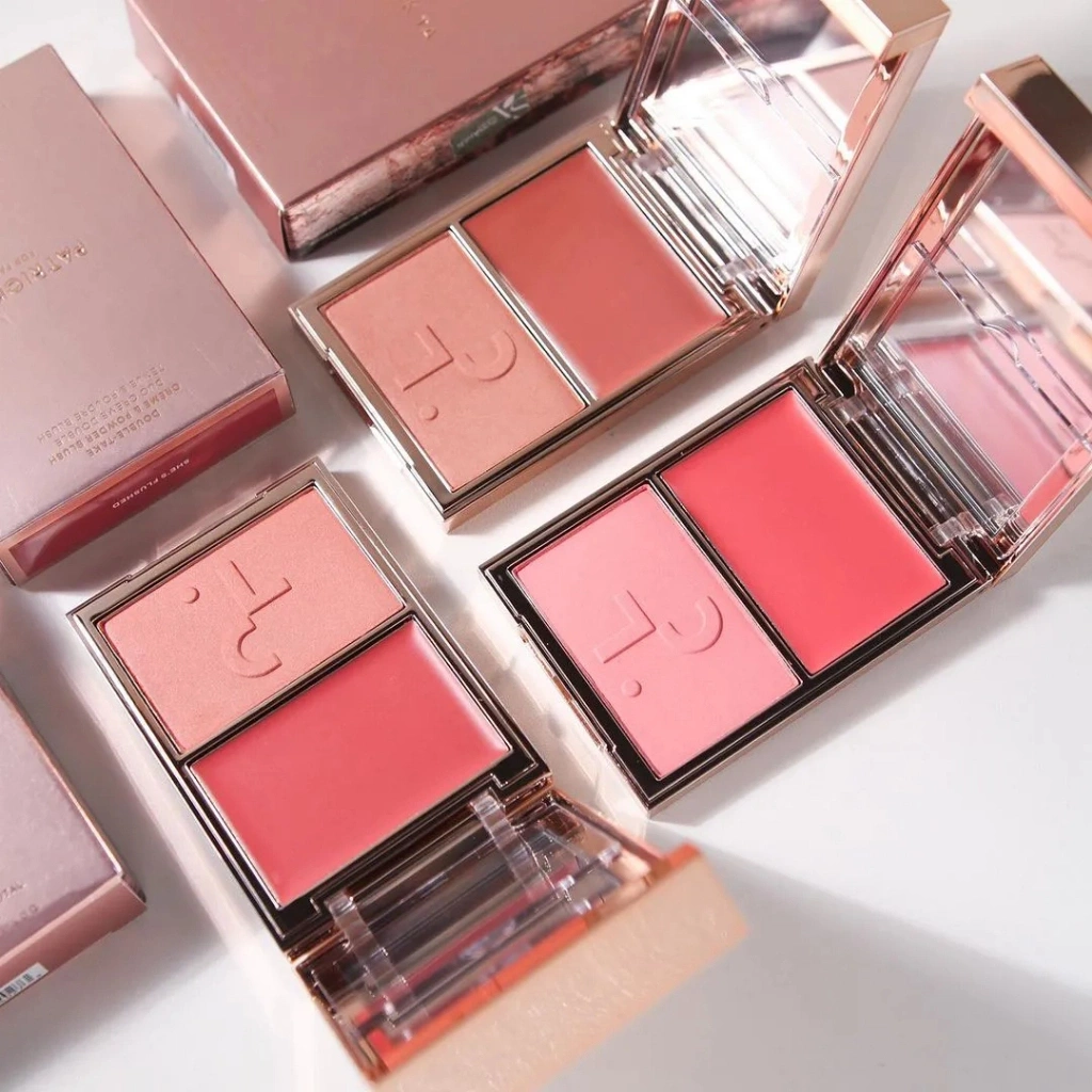 Má hồng Patrick Ta For Face Double-Take Creme & Power Blush kem và phấn má 2in1 lên màu chuẩn