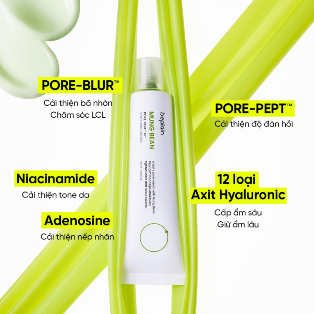 Kem dưỡng ẩm Beplain Mung Bean Pore Tight Up Soothing Cream 60ml