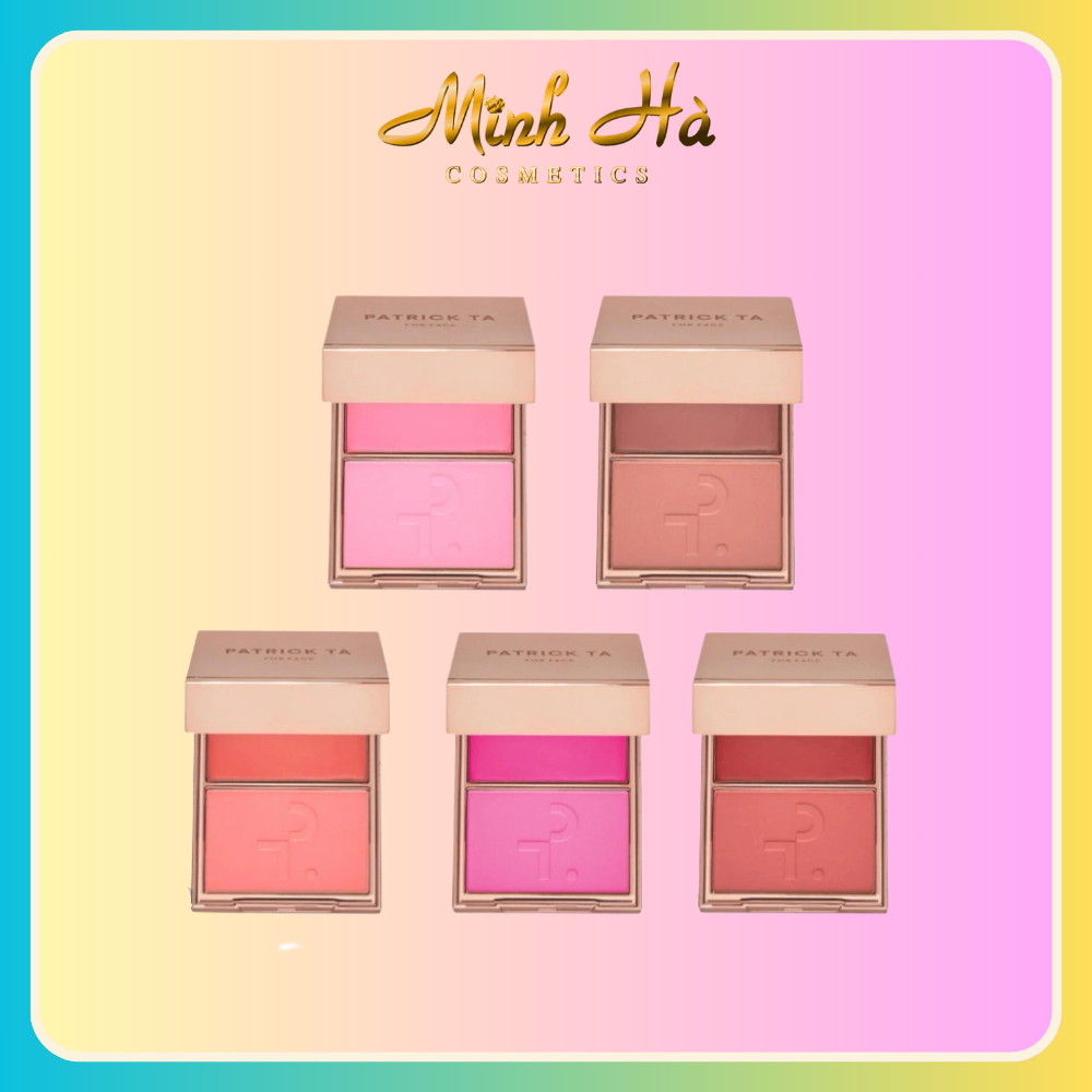 Má hồng Patrick Ta For Face Double-Take Creme & Power Blush kem và phấn má 2in1 lên màu chuẩn
