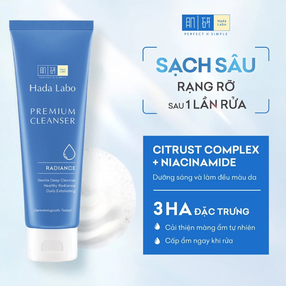 Sữa rửa mặt Hada labo Premium Cleanser sạch sâu giữ ẩm cho da