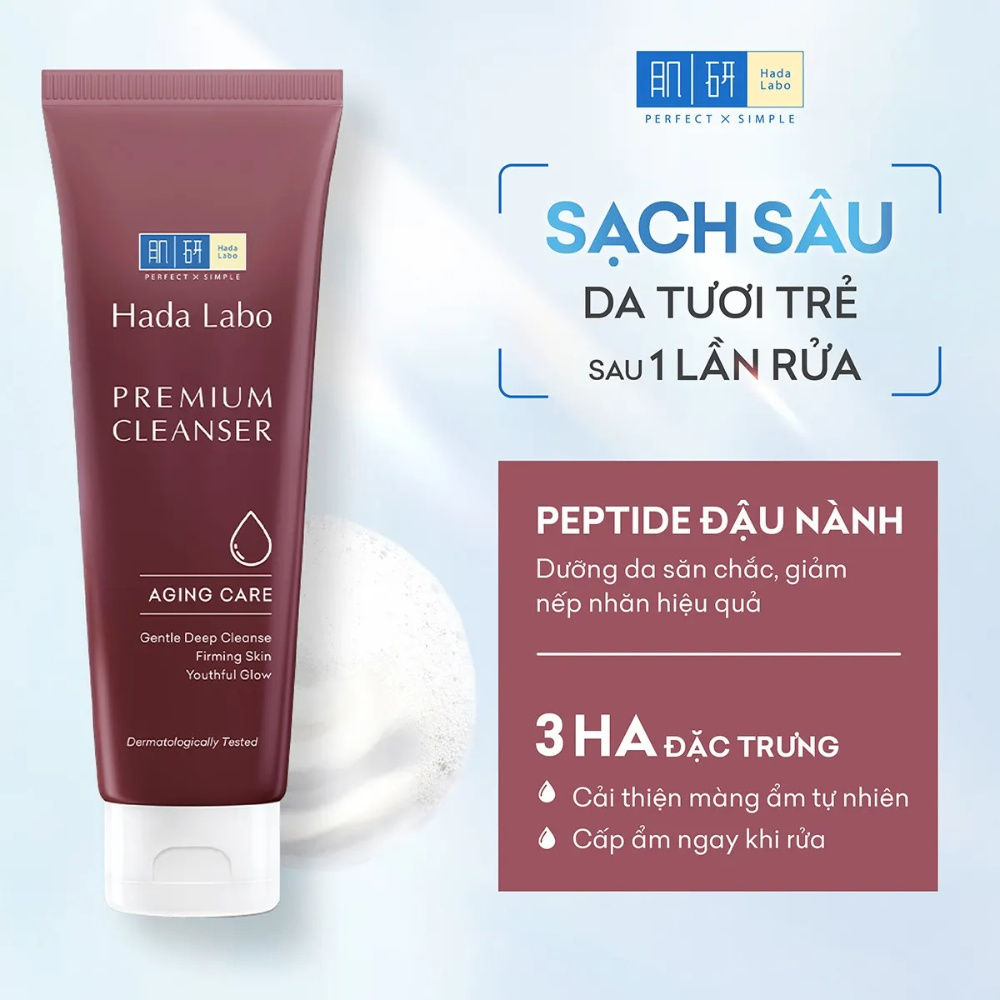 Sữa rửa mặt Hada labo Premium Cleanser sạch sâu giữ ẩm cho da