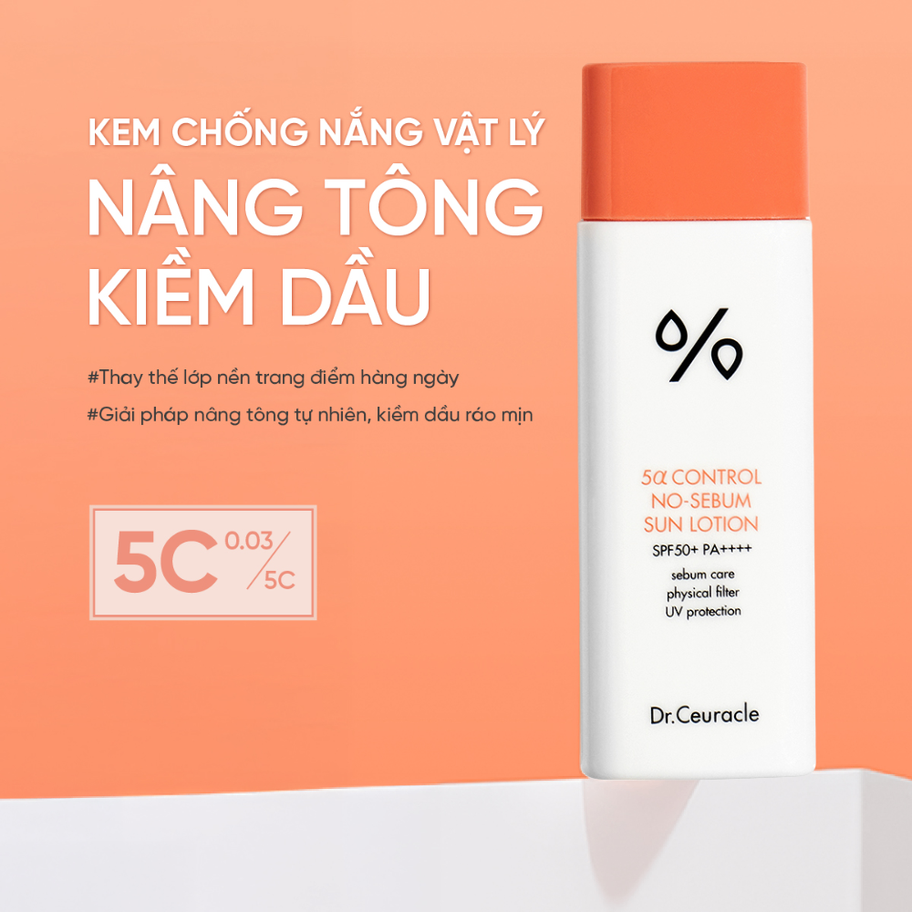 Kem Chống Nắng Dr.Ceuracle 5Alpha Control No-Sebum SPF 50+ PA++++ 50ml